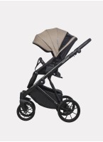 Детская коляска 2 в 1 Riko Basic Montana Ecco из экокожи | Реверсивный прогулочный блок | Регулируемая амортизация | Передние поворачиваемые колеса | Цвет - бежевый