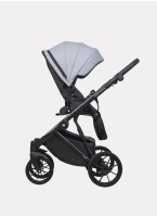 Детская коляска 2 в 1 Riko Basic Montana Ecco из экокожи | Реверсивный прогулочный блок | Регулируемая амортизация | Передние поворачиваемые колеса | Цвет - серый
