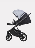 Детская коляска 2 в 1 Riko Basic Montana Ecco из экокожи | Реверсивный прогулочный блок | Регулируемая амортизация | Передние поворачиваемые колеса | Цвет - серый