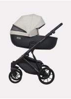 Детская коляска 2 в 1 Riko Basic Montana Ecco из экокожи | Реверсивный прогулочный блок | Регулируемая амортизация | Передние поворачиваемые колеса | Цвет - серый и черный