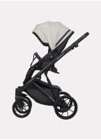 Детская коляска 2 в 1 Riko Basic Montana Ecco из экокожи | Реверсивный прогулочный блок | Регулируемая амортизация | Передние поворачиваемые колеса | Цвет - серый и черный