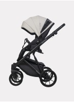 Детская коляска 2 в 1 Riko Basic Montana Ecco из экокожи | Реверсивный прогулочный блок | Регулируемая амортизация | Передние поворачиваемые колеса | Цвет - серый и черный