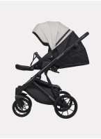 Детская коляска 2 в 1 Riko Basic Montana Ecco из экокожи | Реверсивный прогулочный блок | Регулируемая амортизация | Передние поворачиваемые колеса | Цвет - серый и черный