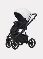Детская коляска 2 в 1 Riko Basic Montana Ecco из экокожи | Реверсивный прогулочный блок | Регулируемая амортизация | Передние поворачиваемые колеса | Цвет - белый и серый