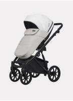 Детская коляска 2 в 1 Riko Basic Montana Ecco из экокожи | Реверсивный прогулочный блок | Регулируемая амортизация | Передние поворачиваемые колеса | Цвет - белый и серый