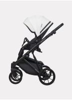 Детская коляска 2 в 1 Riko Basic Montana Ecco из экокожи | Реверсивный прогулочный блок | Регулируемая амортизация | Передние поворачиваемые колеса | Цвет - белый и серый