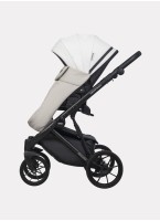 Детская коляска 2 в 1 Riko Basic Montana Ecco из экокожи | Реверсивный прогулочный блок | Регулируемая амортизация | Передние поворачиваемые колеса | Цвет - белый и серый