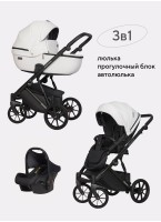 Детская коляска 3 в 1 Riko Basic Montana Ecco из экокожи | Реверсивный прогулочный блок | Регулируемая амортизация | Передние поворачиваемые колеса | Цвет - зеленый