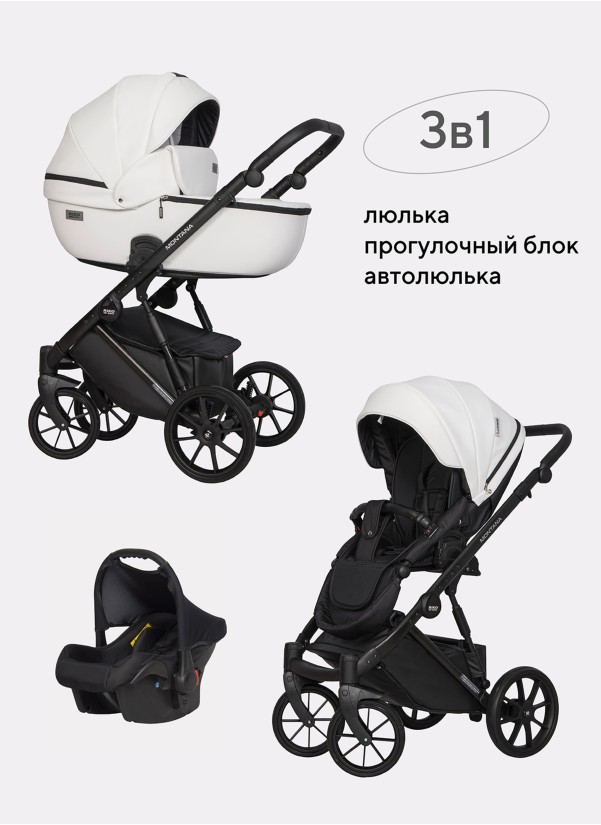 Коляска 3 в 1 Riko Basic Montana Ecco 11 White