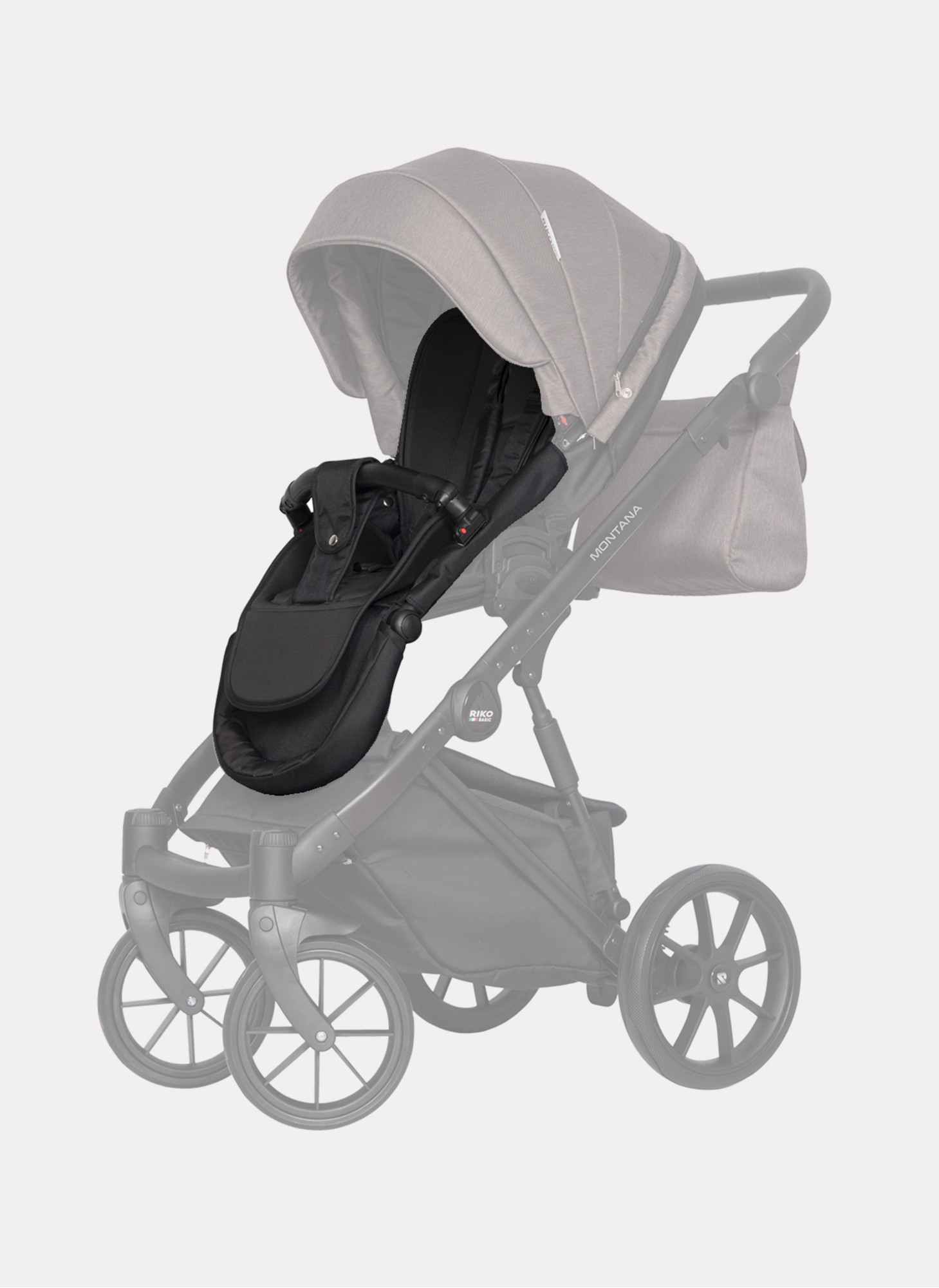 Детская коляска 2 в 1 Riko Basic Montana | Реверсивный прогулочный блок | Пружинная амортизация | Передние поворачиваемые колеса с фиксацией | Цвет - коричневый