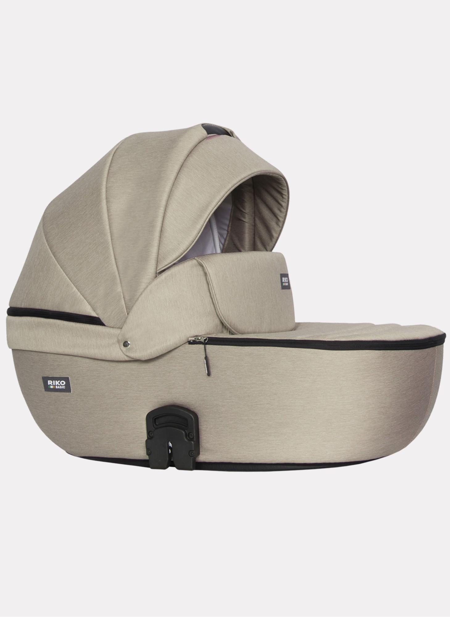 Детская коляска 2 в 1 Riko Basic Montana | Реверсивный прогулочный блок | Пружинная амортизация | Передние поворачиваемые колеса с фиксацией | Цвет - бежевый