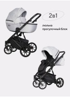 Детская коляска 2 в 1 Riko Basic Montana | Реверсивный прогулочный блок | Пружинная амортизация | Передние поворачиваемые колеса с фиксацией | Цвет - серый