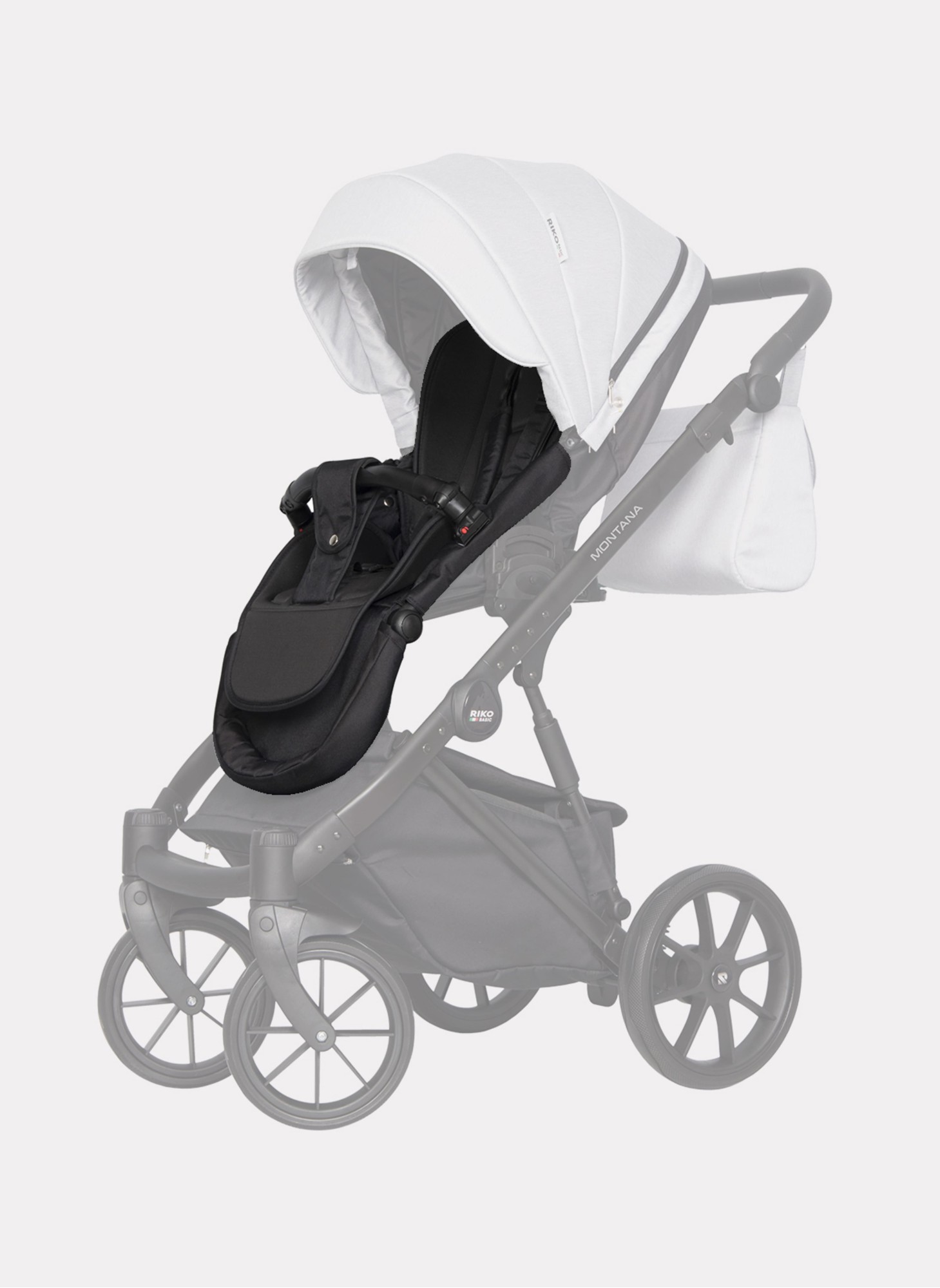 Детская коляска 2 в 1 Riko Basic Montana | Реверсивный прогулочный блок | Пружинная амортизация | Передние поворачиваемые колеса с фиксацией | Цвет - серый