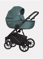 Детская коляска 2 в 1 Riko Basic Montana | Реверсивный прогулочный блок | Пружинная амортизация | Передние поворачиваемые колеса с фиксацией | Цвет - зеленый