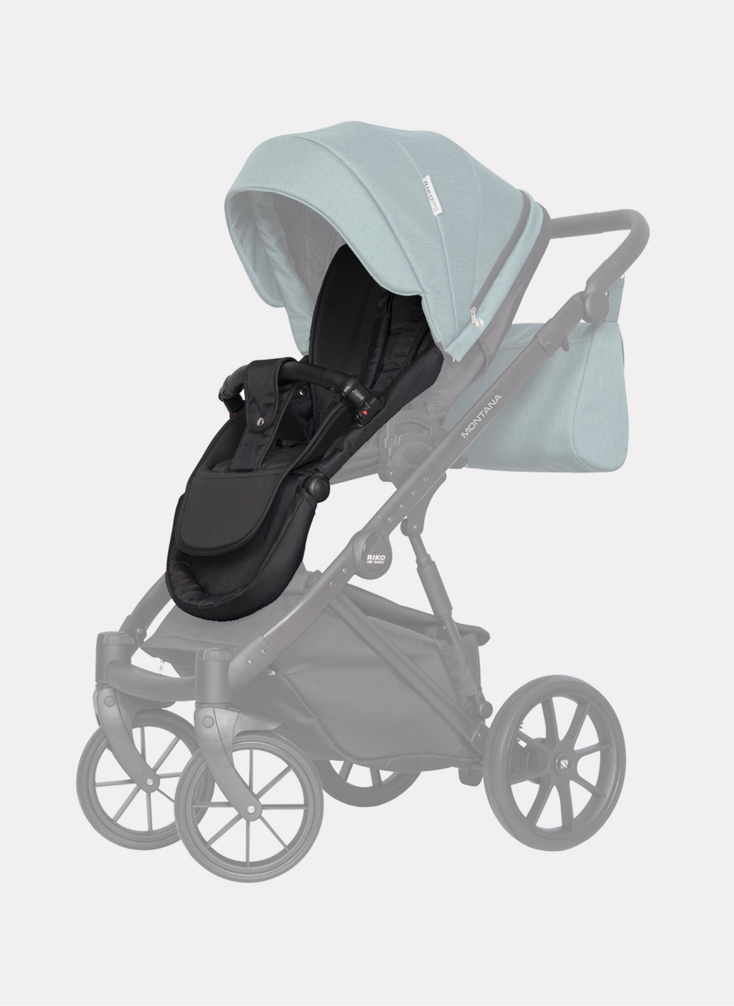 Детская коляска 2 в 1 Riko Basic Montana | Реверсивный прогулочный блок | Пружинная амортизация | Передние поворачиваемые колеса с фиксацией | Цвет - зеленый