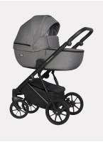 Детская коляска 3 в 1 Riko Basic Montana | Реверсивный прогулочный блок | Пружинная амортизация | Передние поворачиваемые колеса с фиксацией | Цвет - графитовый
