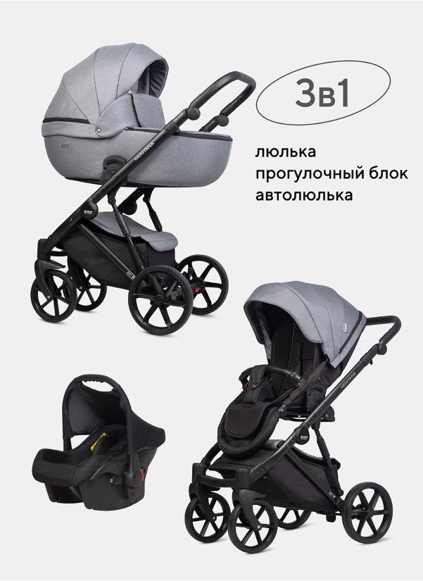 Коляска 3 в 1 Riko Basic Montana 2025 51 Grey