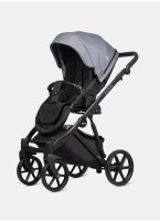 Детская коляска 3 в 1 Riko Basic Montana 2025 | Реверсивный прогулочный блок | Пружинная амортизация | Передние поворачиваемые колеса с фиксацией | Цвет - серый