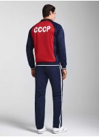 Спортивный костюм СССР мужской Rusteam, с гербом СССР, с лампасами, цвет - олимпийка красная с синим, брюки синие