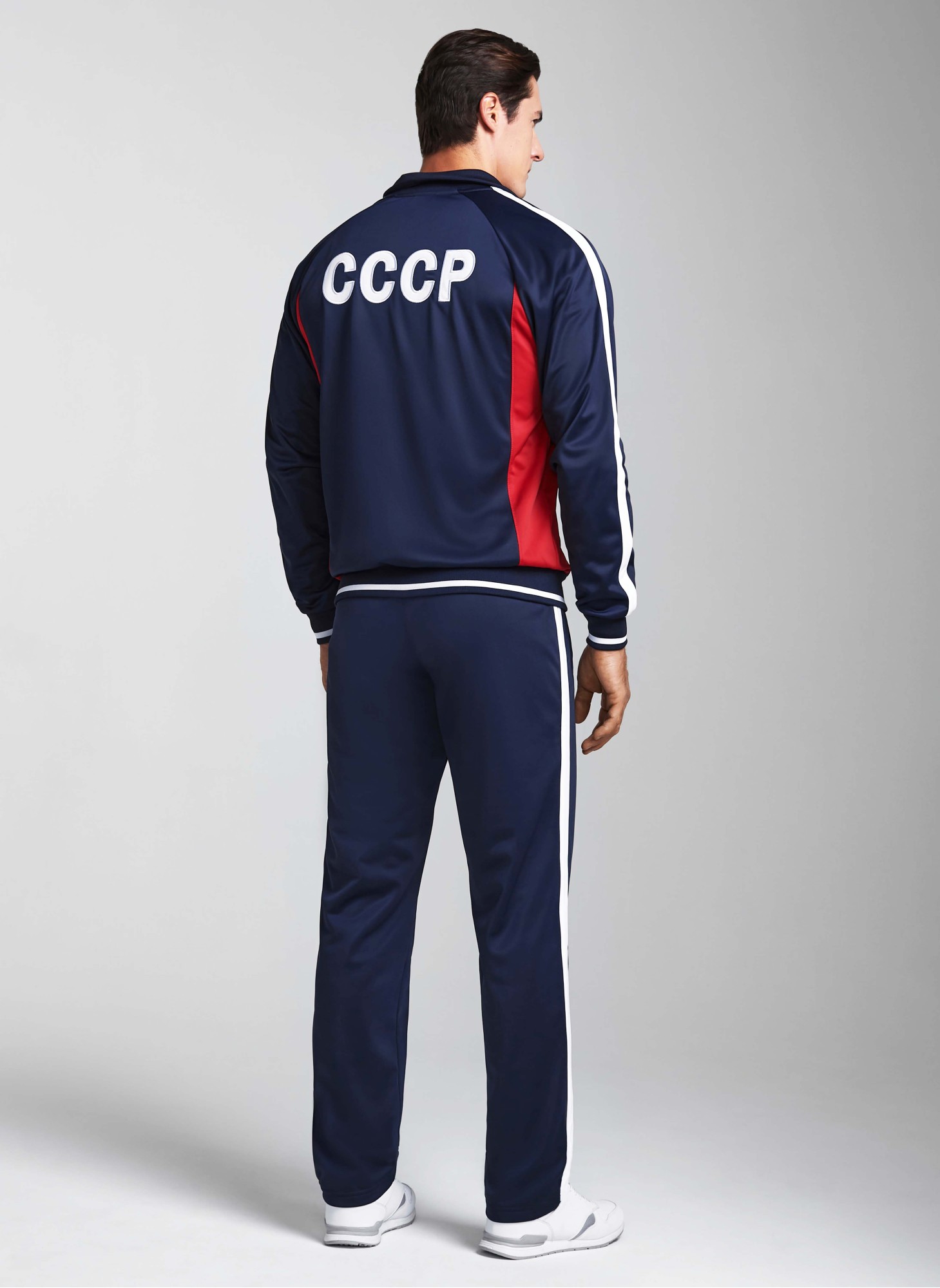 Спортивный костюм СССР мужской Rusteam, с гербом СССР, с лампасами, цвет - олимпийка синяя, брюки синие