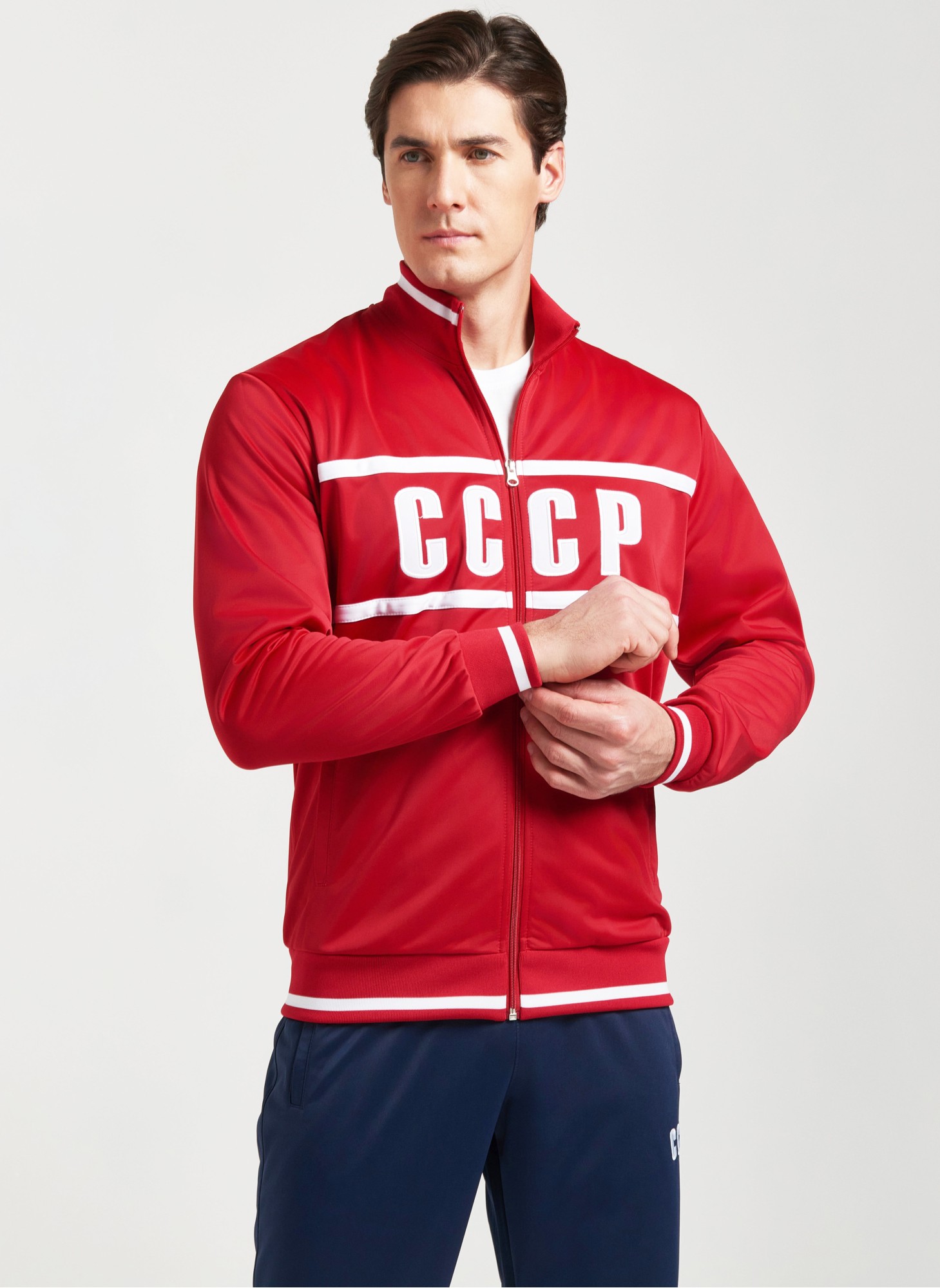 Спортивный костюм СССР мужской RUSTEAM, с надписью СССР, цвет - олимпийка красная, брюки синие