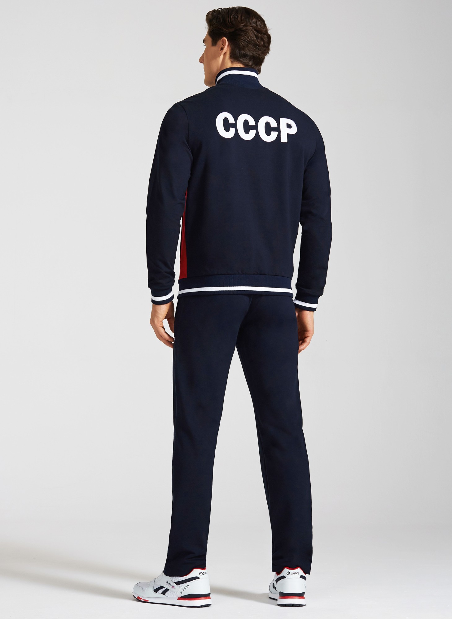 Спортивный костюм мужской с гербом СССР на груди и надписью СССР на спине, RED-N-ROCK'S, трёхцветный - синий, красный, белый