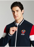 Спортивный костюм СССР мужской Rusteam, три цвета - синий, красный, белый, герб СССР на груди, надпись СССР на спине