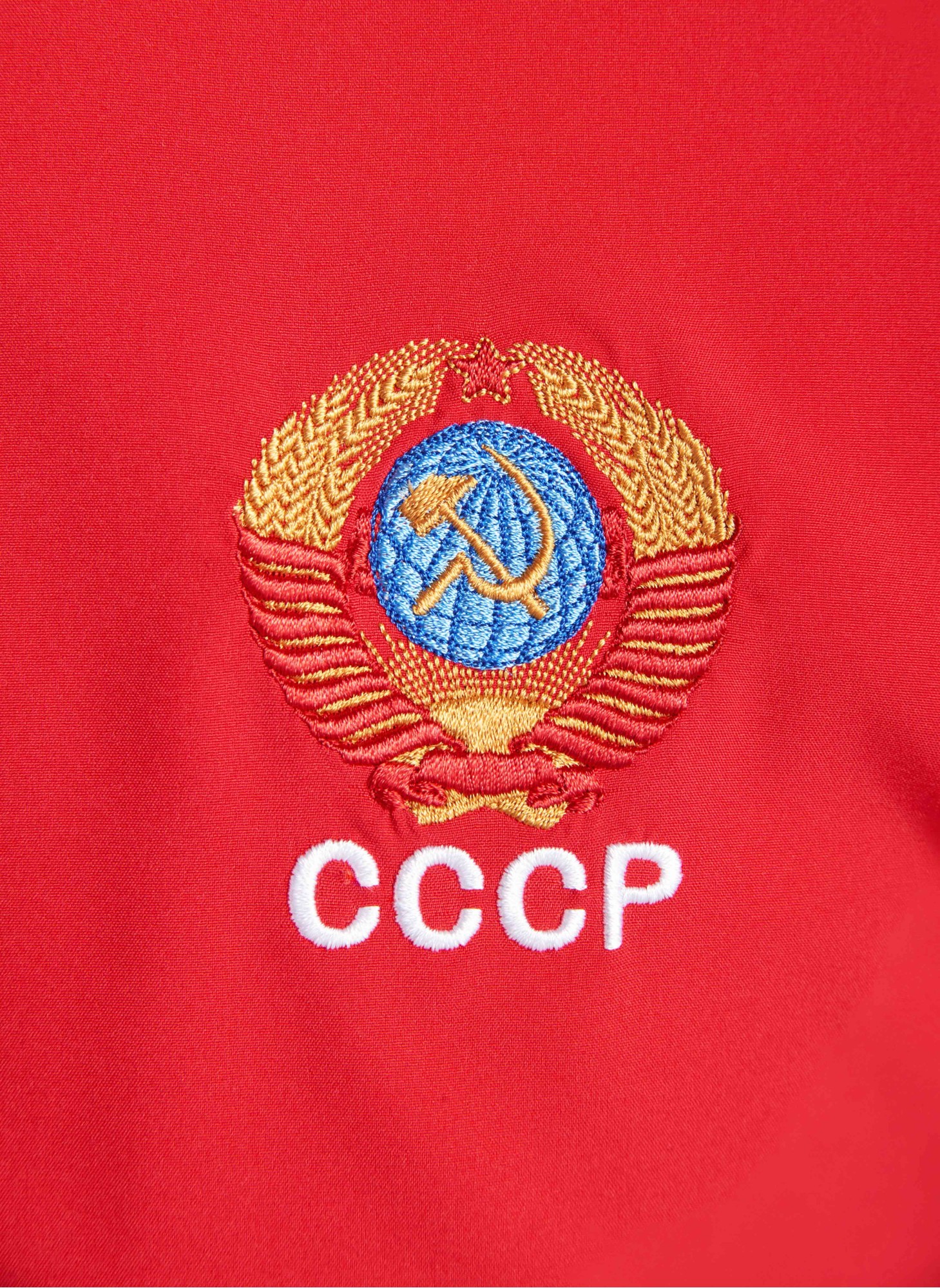 Спортивный костюм мужской с гербом СССР на груди и надписью СССР на спине и на брюках, RUSTEAM, красная олимпийка и синие брюки