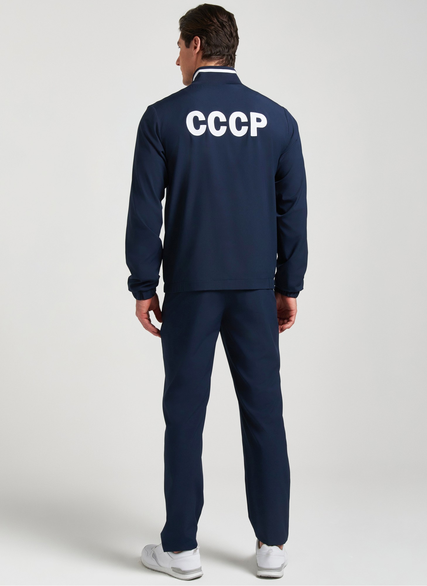 Легкий спортивный костюм мужской с символикой СССР - герб СССР на груди и надпись СССР на спине, RUSTEAM, цвет - синий