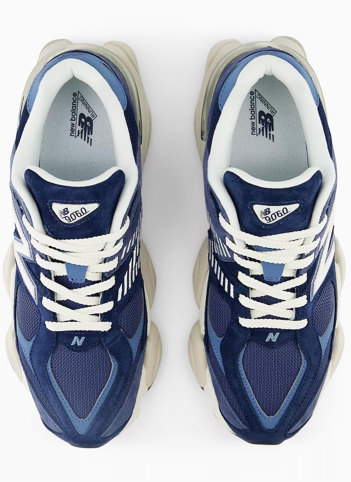 New Balance 9060 синие с белыми вставками | Унисекс модель | Артикул U9060EEF