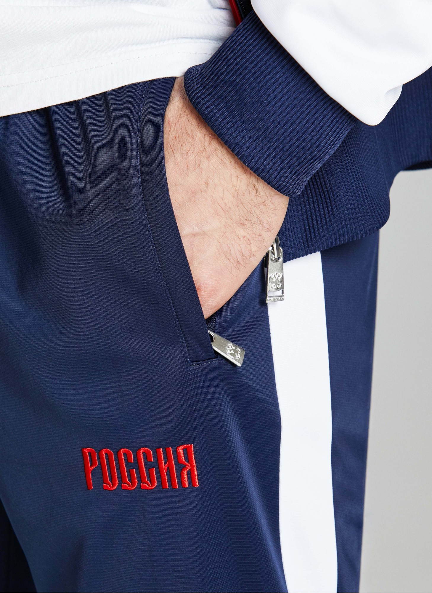Спортивный костюм Россия мужской| RUSTEAM | С начесом | Белый, синий, красный | Олимпийка без капюшона | Брюки прямого кроя с лампасами