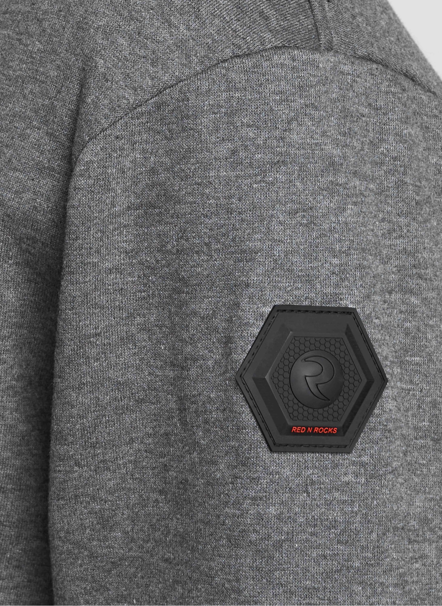 Мужское худи с капюшоном RED-N-ROCK'S с принтом, цвет серый, из футера трехниточного с начесом, карман кенгуру