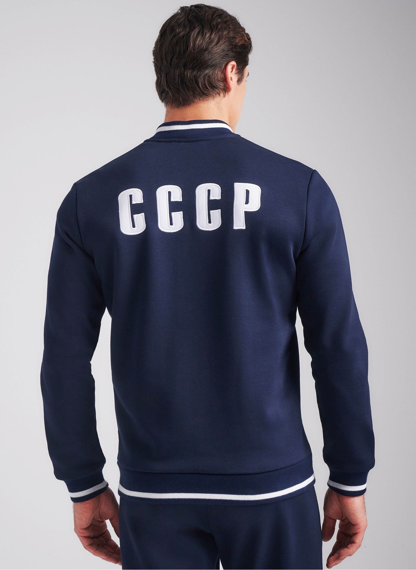 Толстовка СССР мужская Rusteam - синяя с гербом СССР на груди и надписью на спине, цвет синий, с начесом 