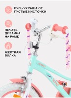 Детский велосипед от 3 лет Rant Sonic  14 дюймов | Колеса 14 дюймов | Для роста ребенка 95-120 см | Максимальная нагрузка 40кг | Цвет - мятный